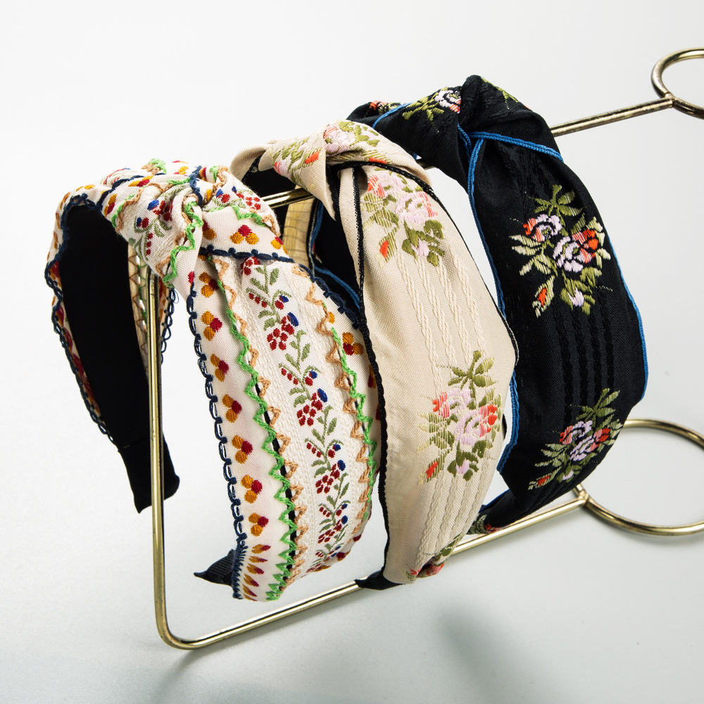 Embroidery Knot - Headband gaya retro baru yang terkenal,