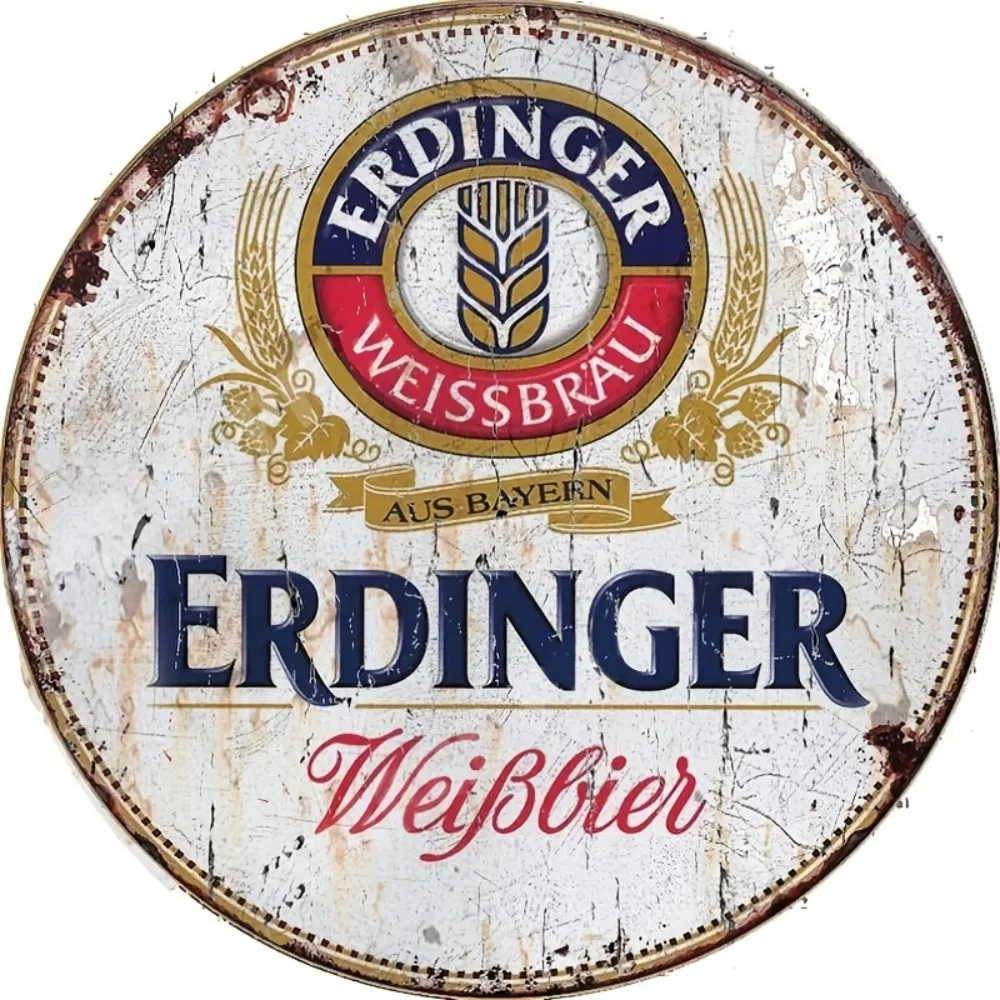 Embroidery Water - Papan Aluminium Bundar Vintage Bir Erdinger