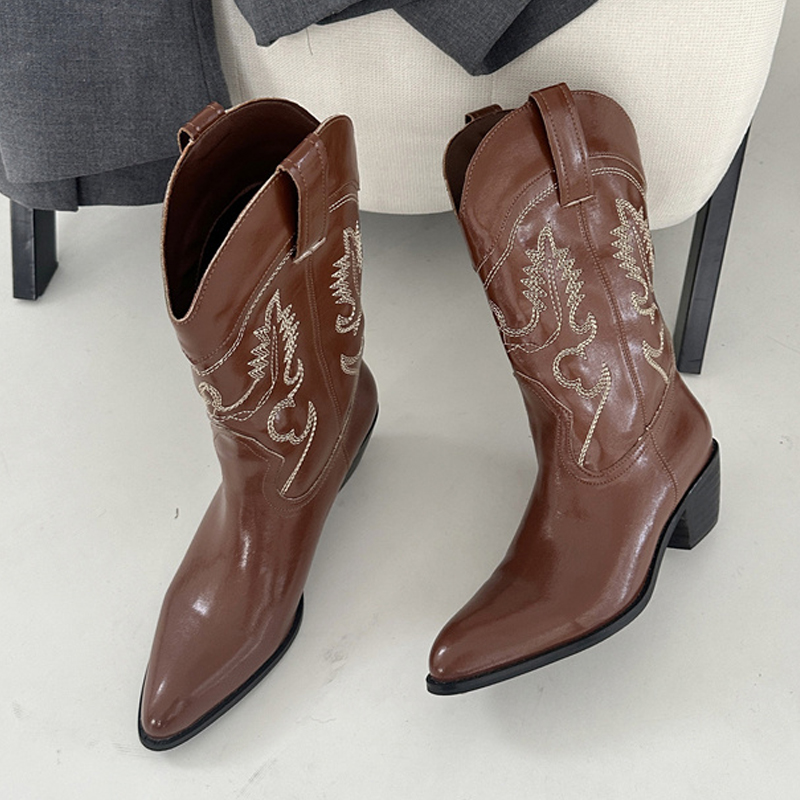 Liyke Sepatu Bot Barat Kulit M - Embroidery Ideas ulasan dan harga