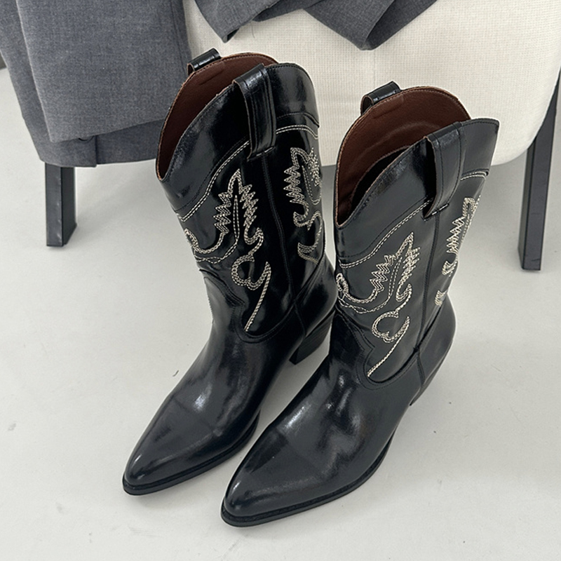 Liyke Sepatu Bot Barat Kulit M - Embroidery Ideas ulasan dan harga