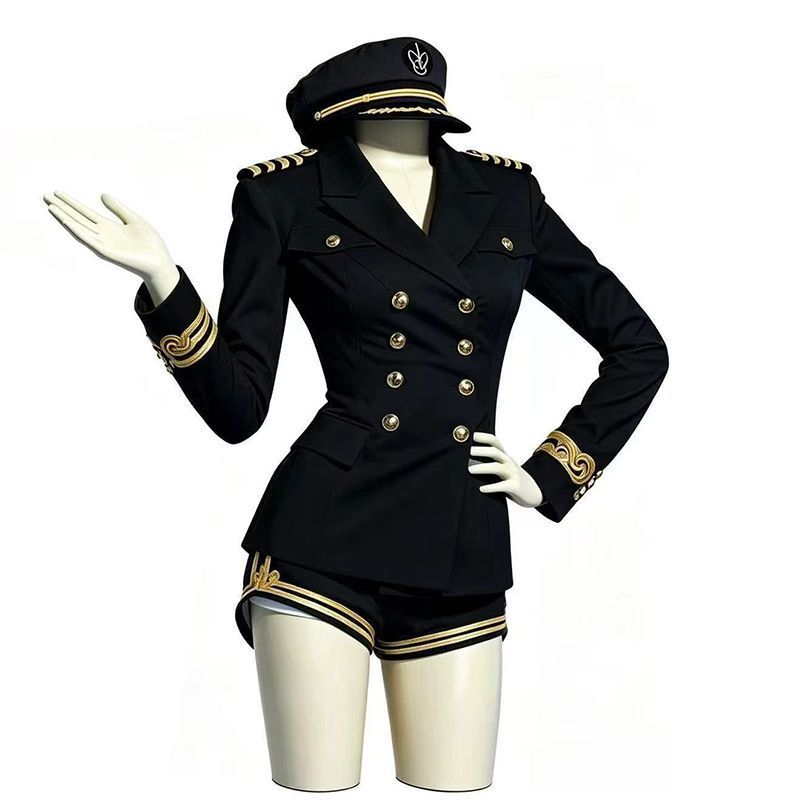 Seragam Kapten Pelaut Hitam Pu - Embroidery Uniforms ulasan dan harga
